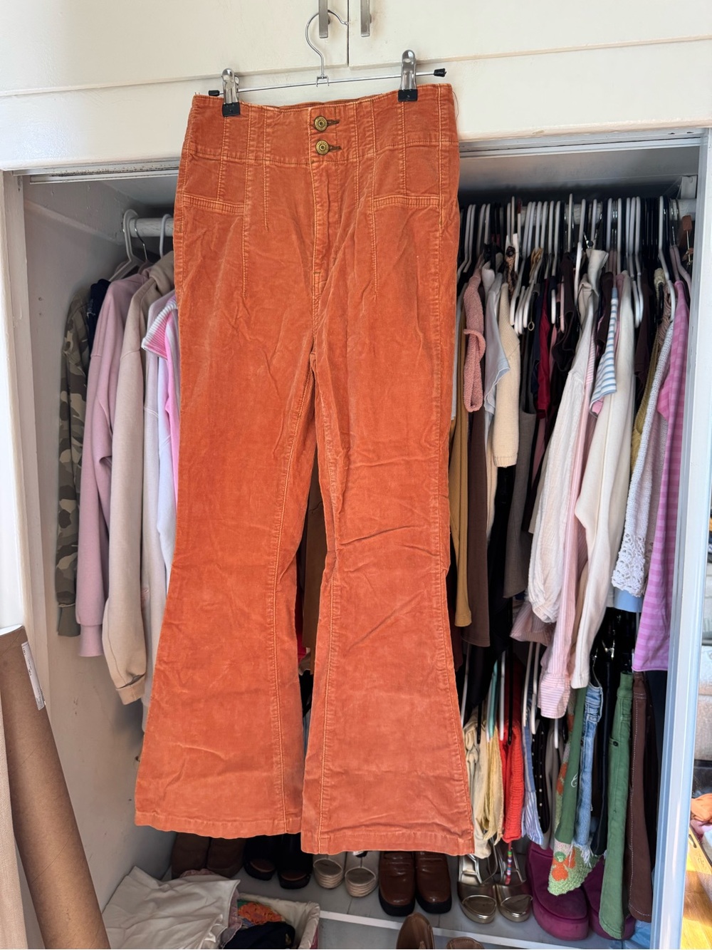 Free People We The Free Burnt Orange Corduroy High-Rise Pants